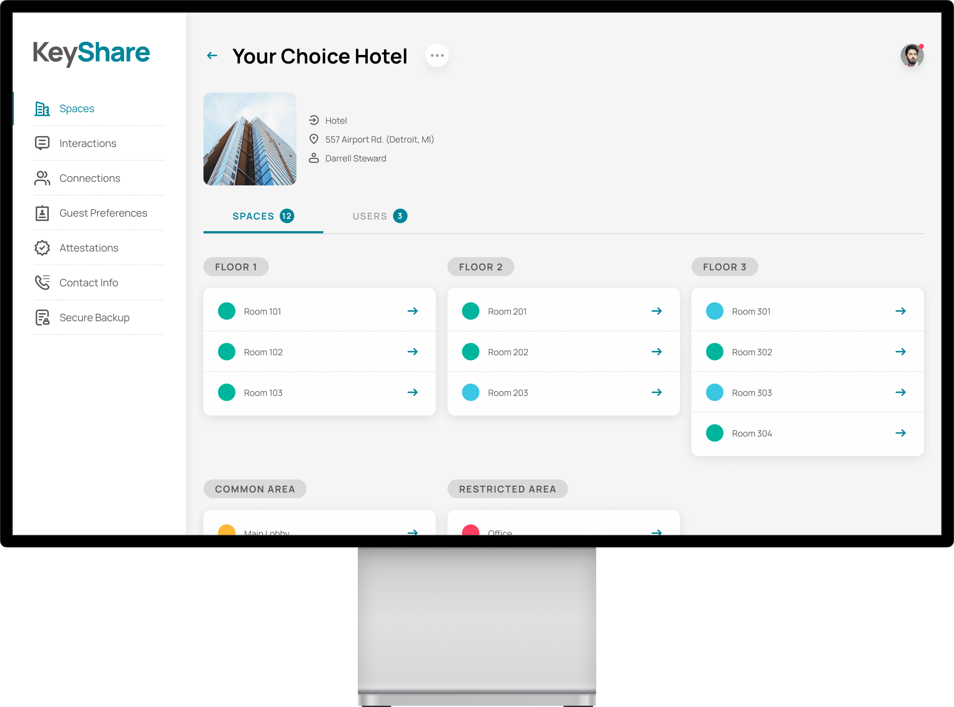 Keyshare Desktop screen of Access Control