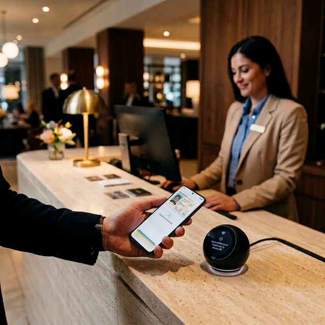 KeyShare Puck showing Tap to collect your Digital Key to Room 101